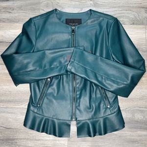 50%OFF Ruffled Leather Jacket Size XS